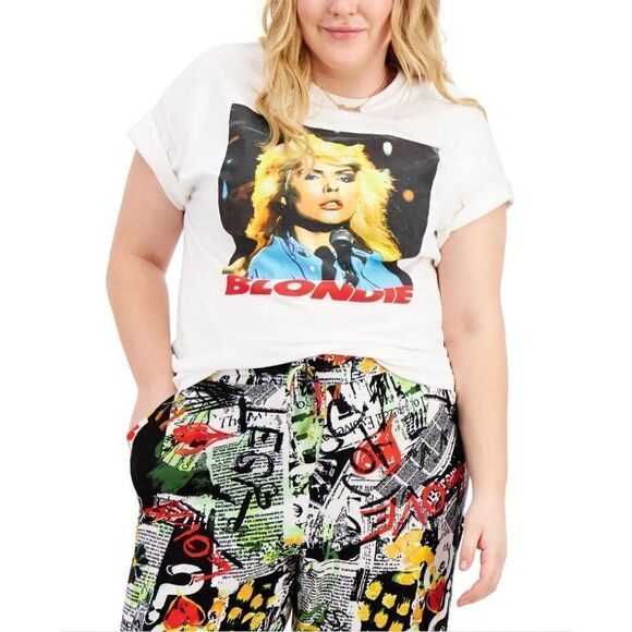 Love Tribe Blondie Band Shirt Top Women's 3X Plus White Short-Sleeve Cotton NEW‎ - Picture 6 of 7